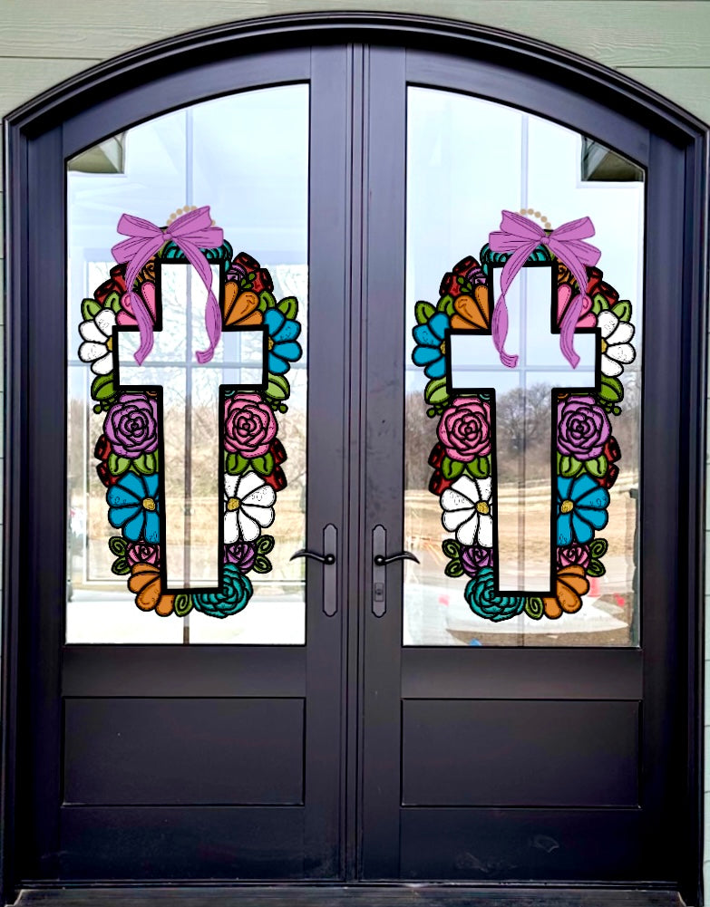 Floral Cross Digital Template