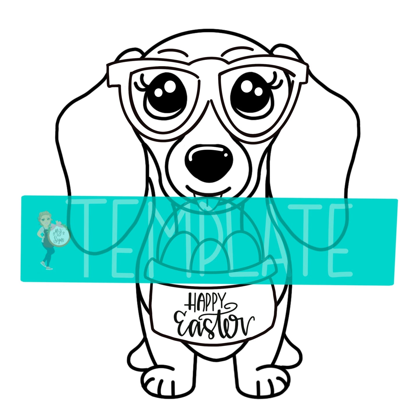 Dachshund Easter Digital Template