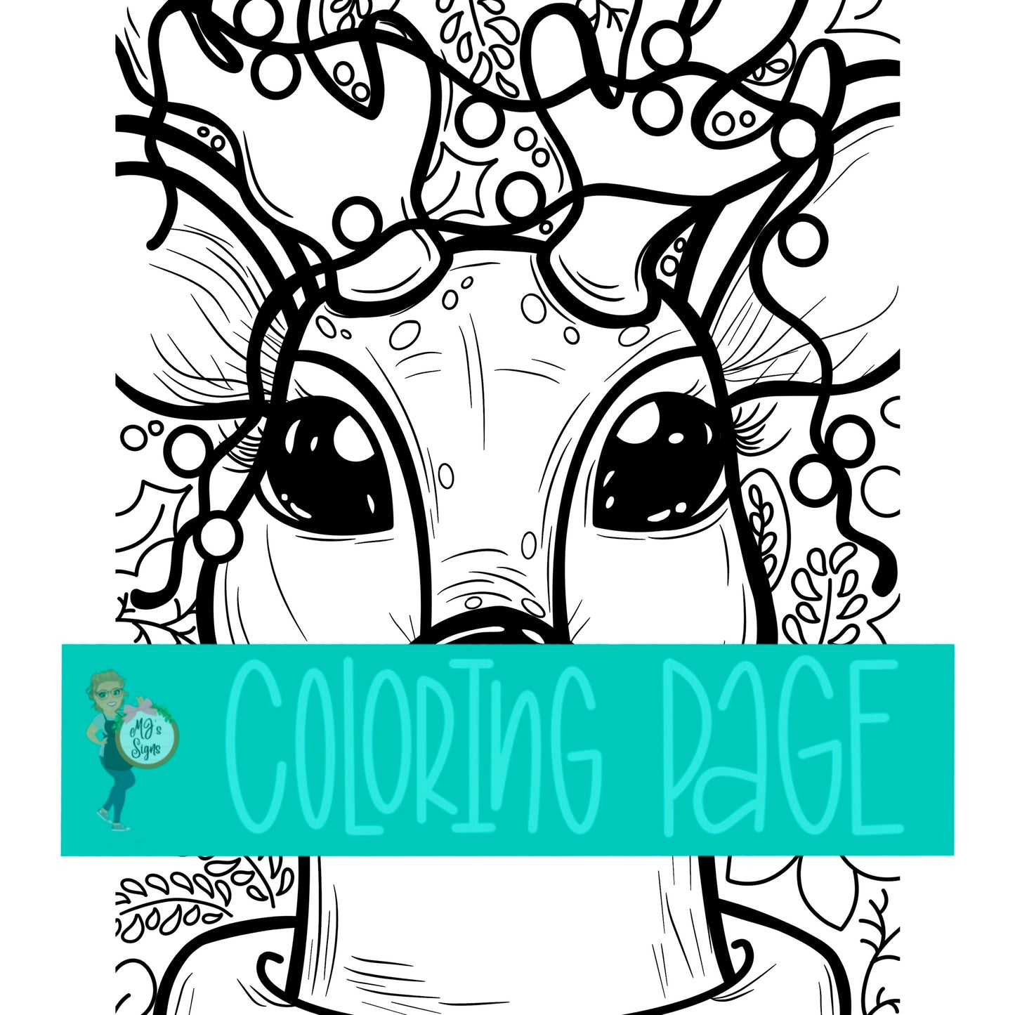 Reindeer Color Page PDF