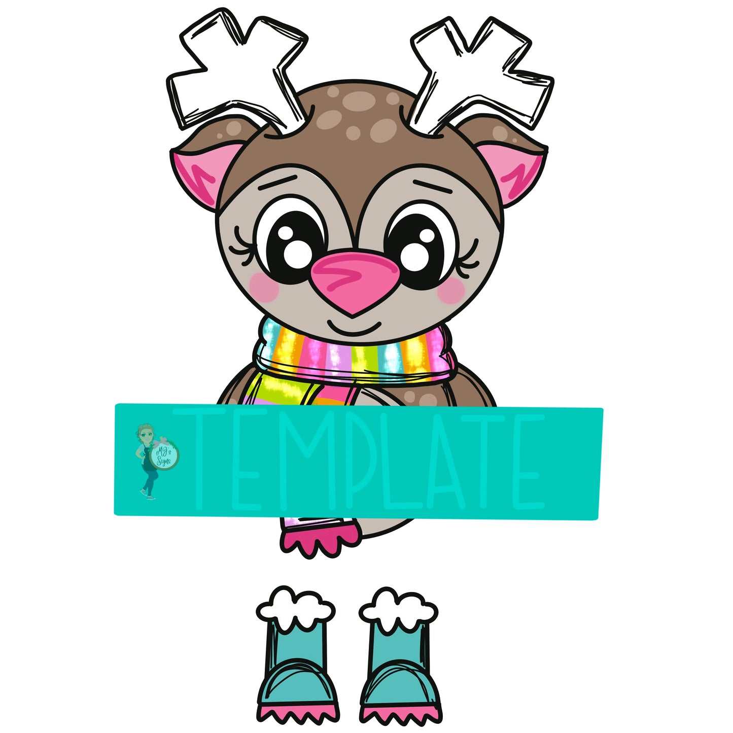 Girly Reindeer Digital Template
