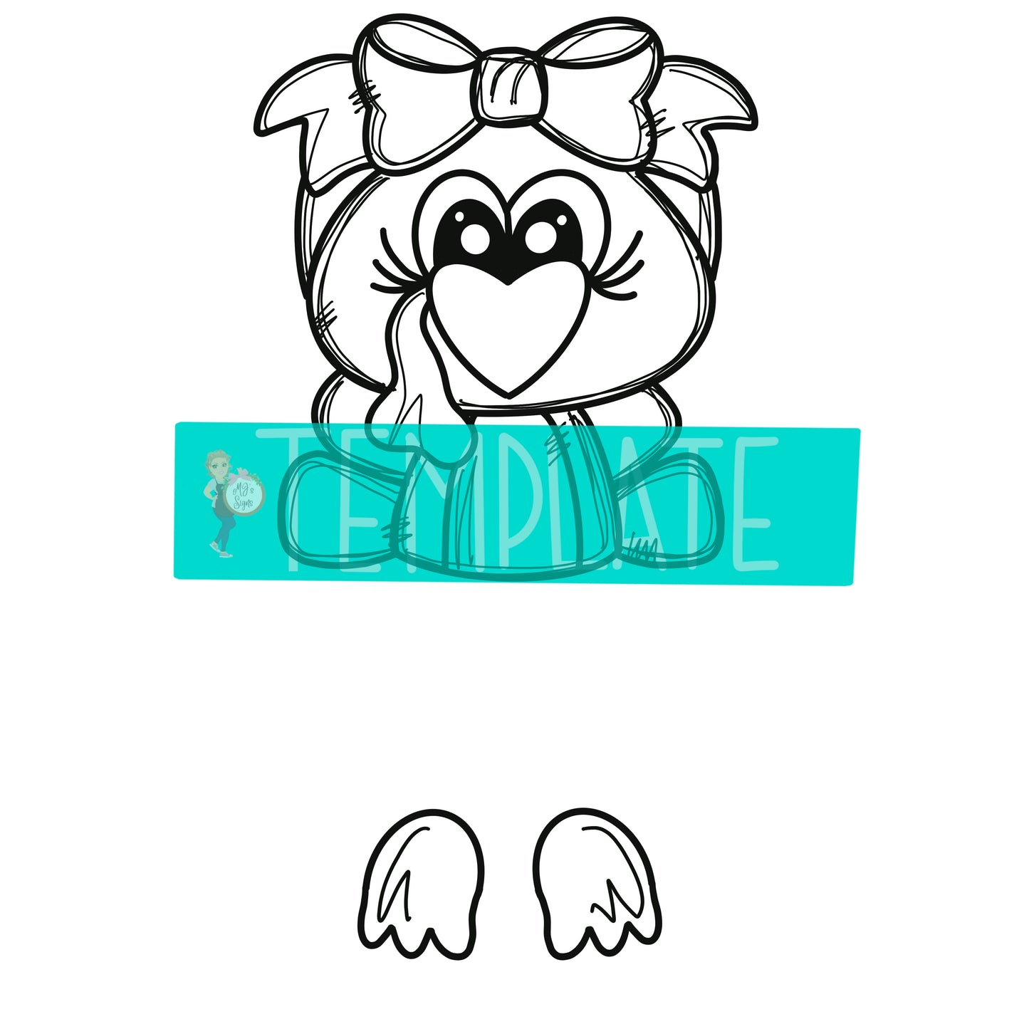 Turkey with Ribbon Legs Digital Template
