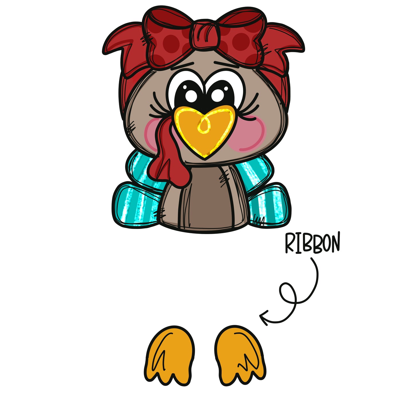 Turkey with Ribbon Legs Digital Template