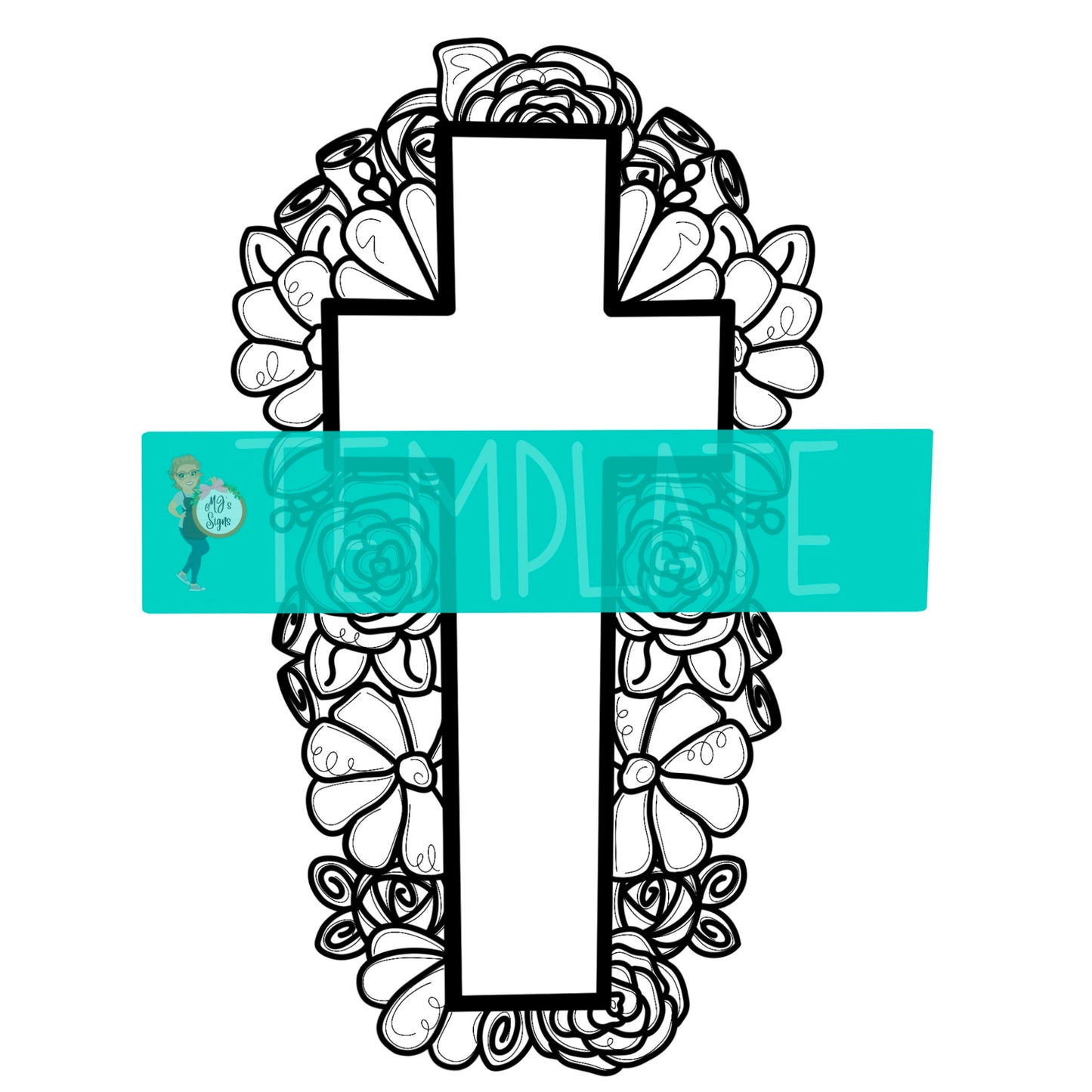 Floral Cross Digital Template
