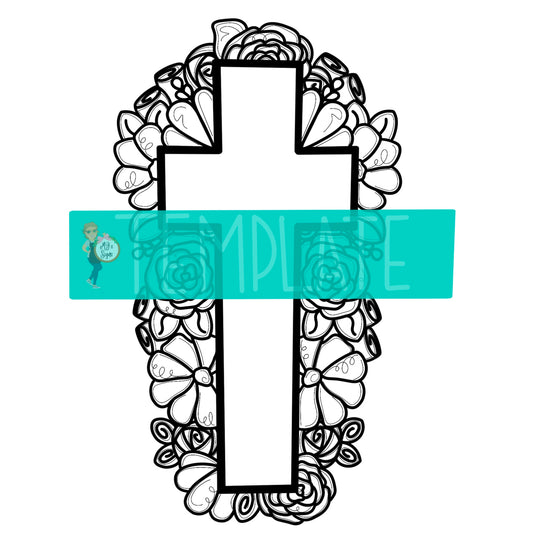 Floral Cross Digital Template