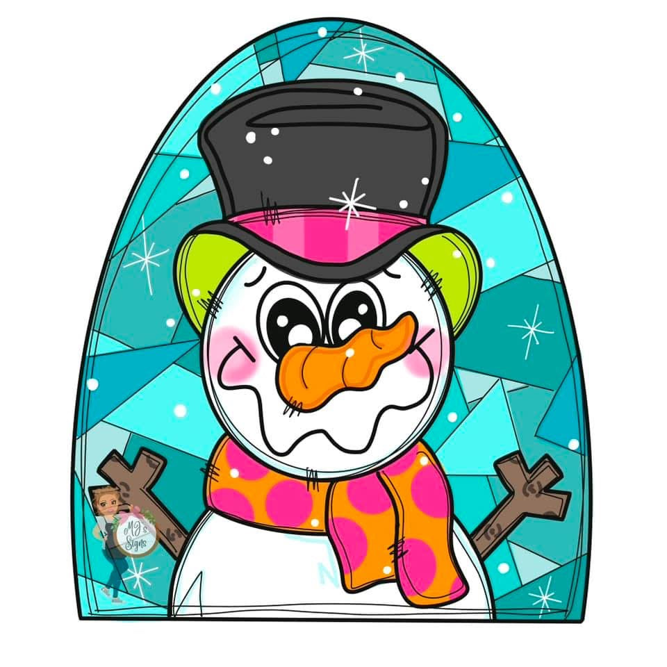 Stainglass Snowman Digital Template