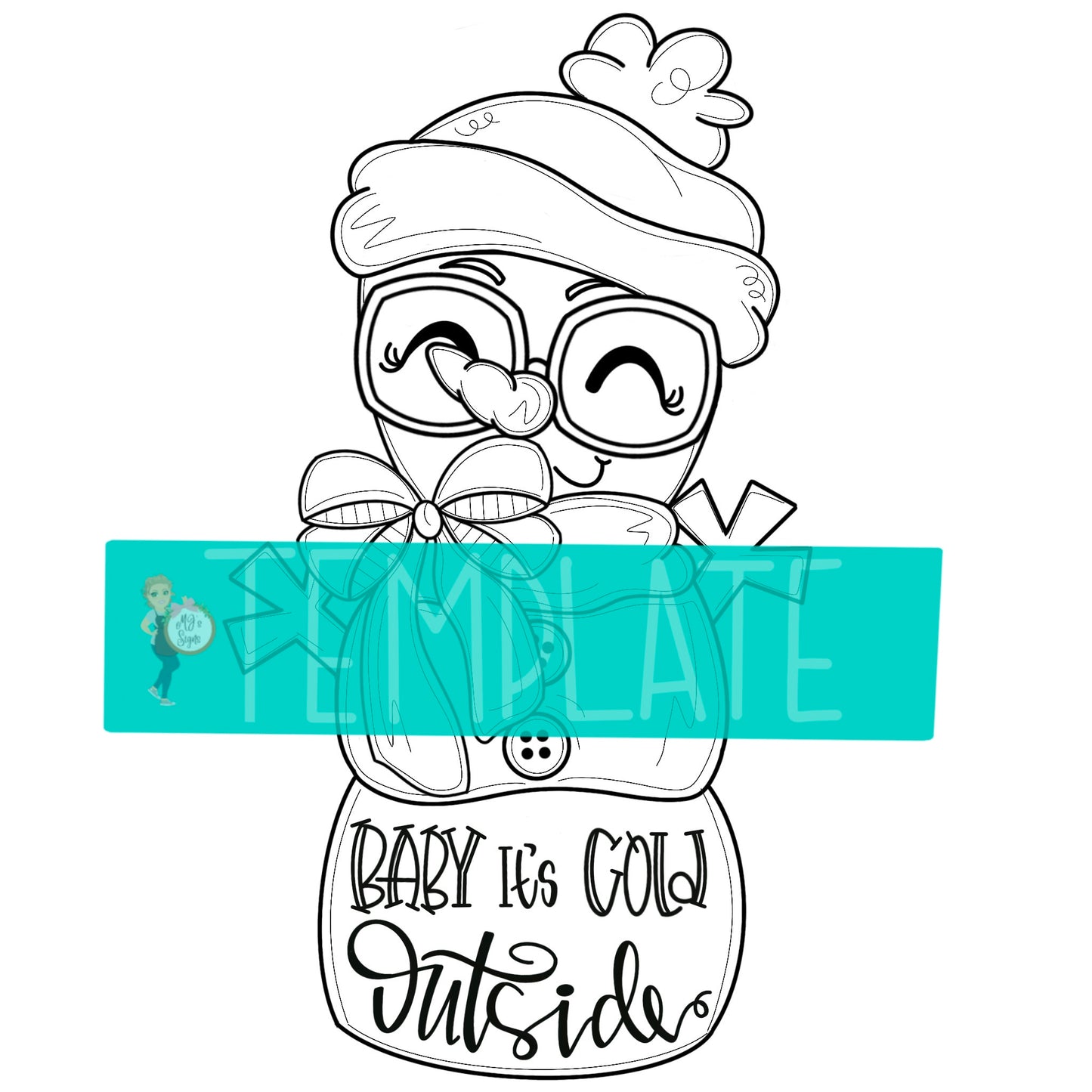 Snowgirl w/ Bow Digital Template