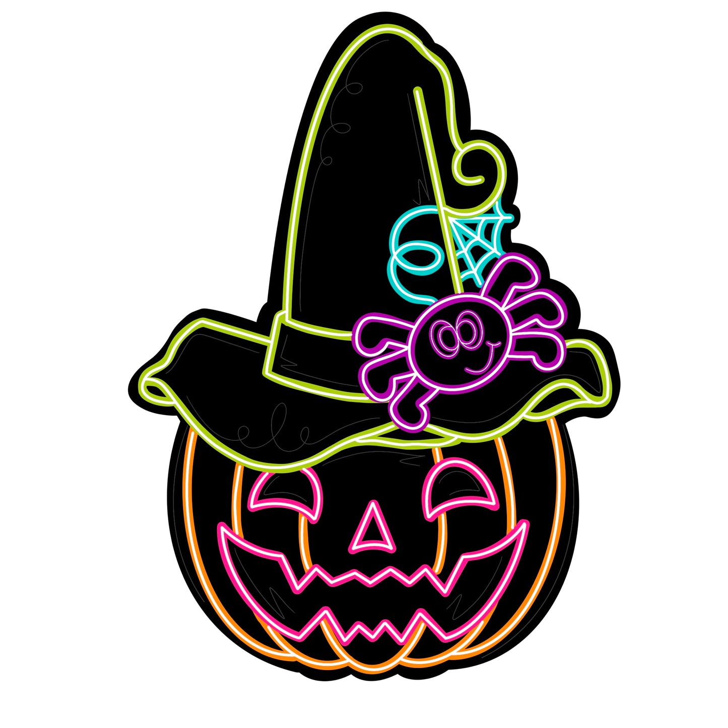 Neon Pumpkin Digital Template